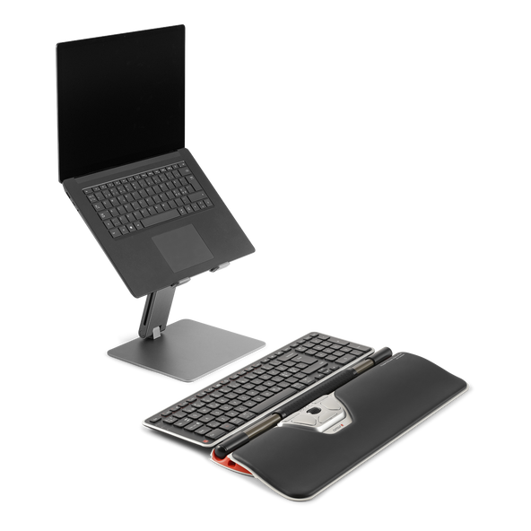 contour design home office set up laptop stand with ergonomic mouse rollermouse red and keyboard 