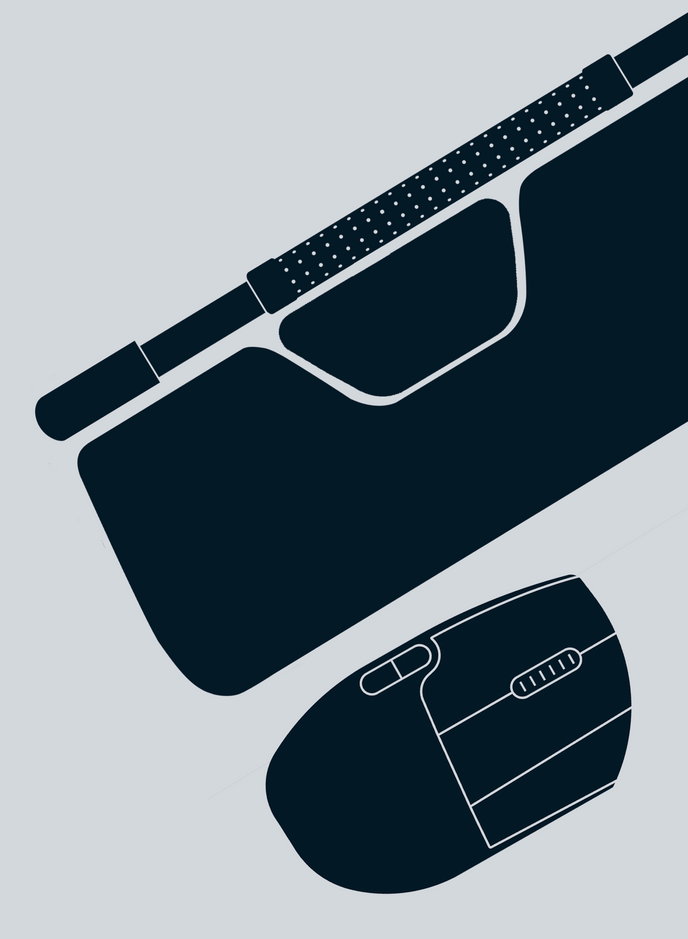Illustrations of Contour Design's ergonomic mouse and keyboard 