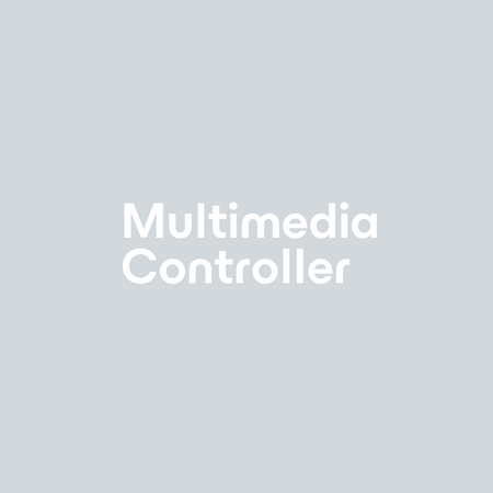 light grey box with white text saying Multimedia Controller